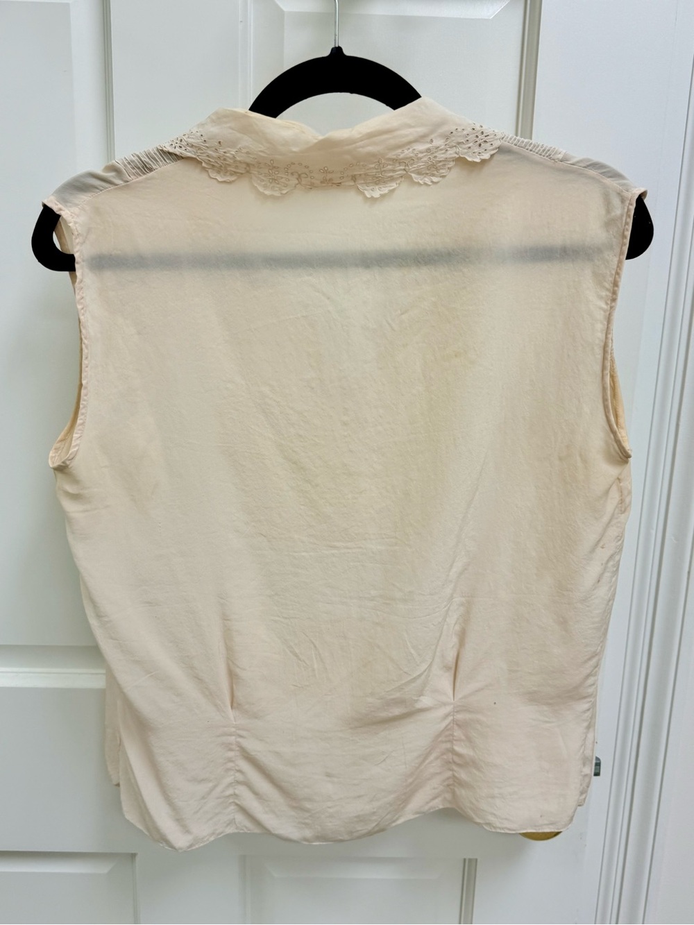 1940’s Vintage Cream Eyelet Lace Sleeveless Blouse Cottagecore Romantic - S - Picture 11 of 15